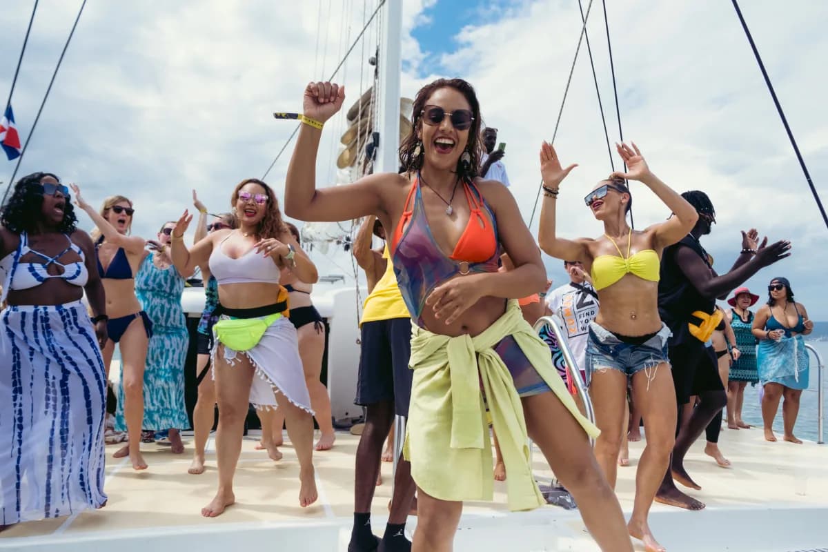 Zumba Retreat Day 04 — Saturday, February 27 · By The Sea: The big catamaran party.
